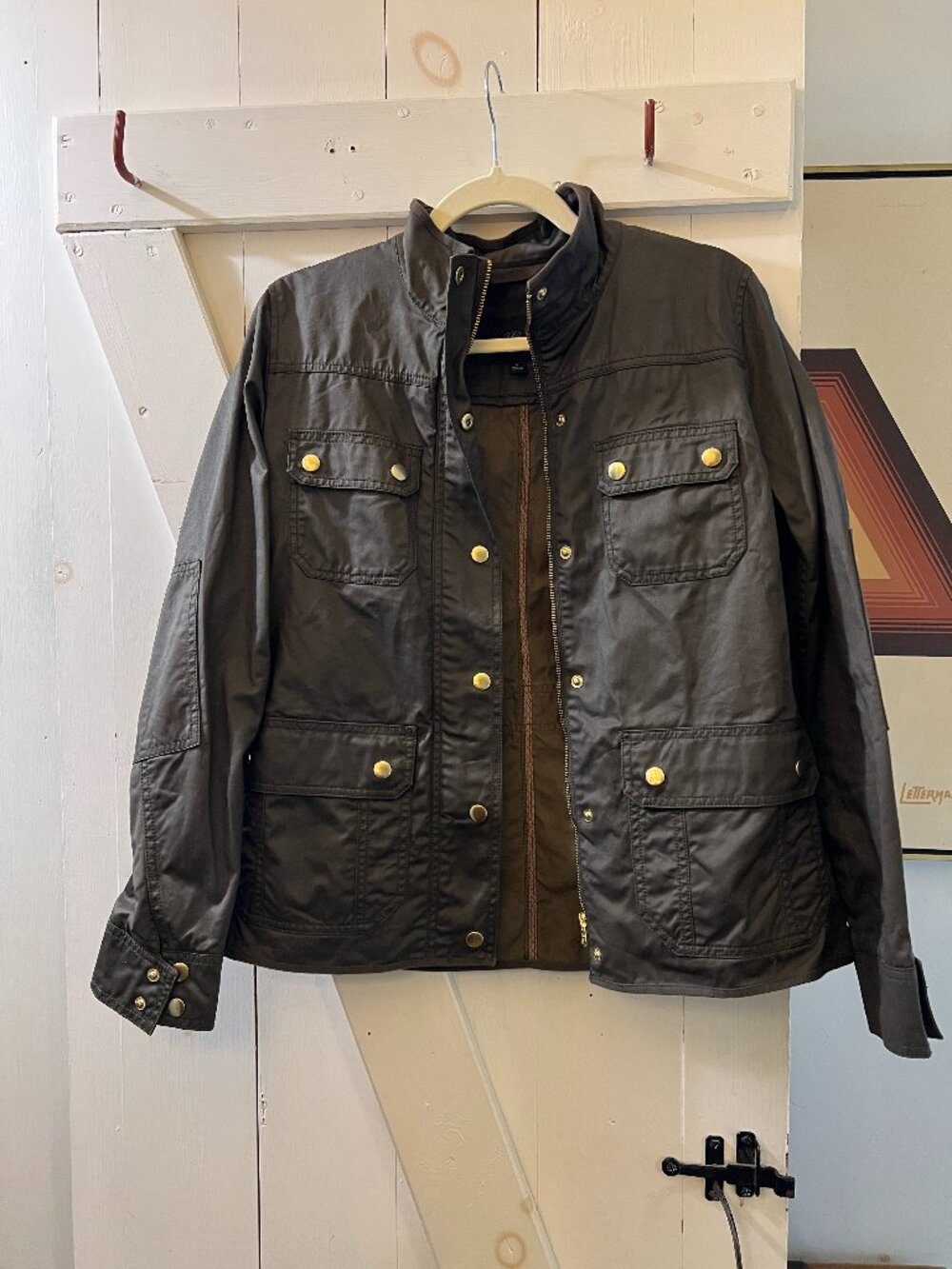J. Crew Olive Green Utility Jacket with Brass Snaps